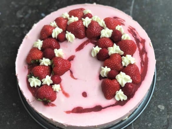 Aardbeien kwarktaart met framboos